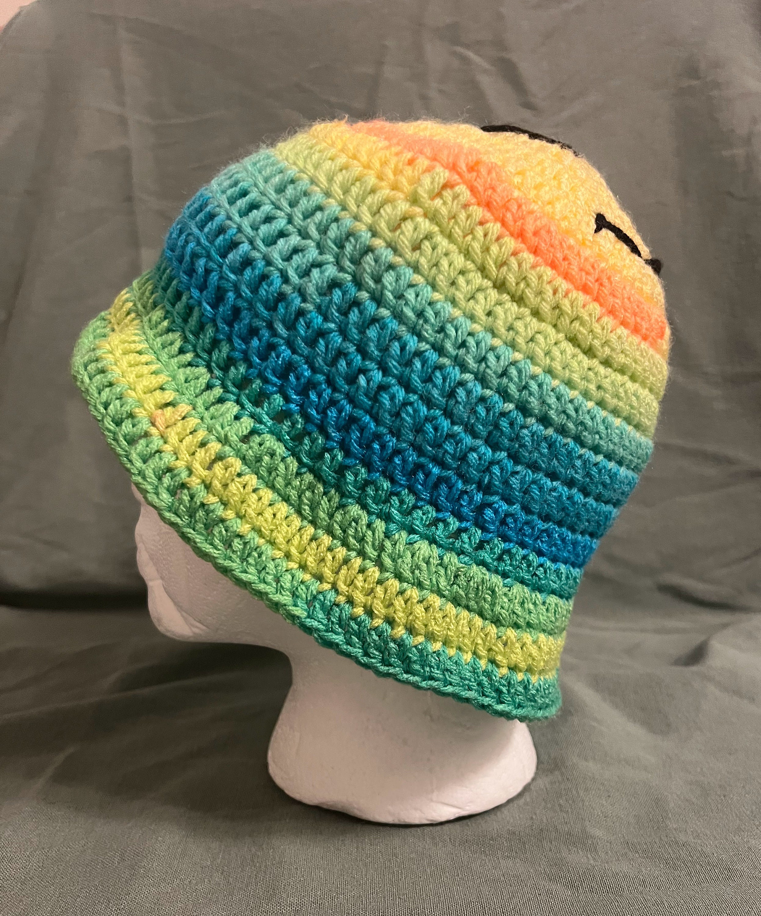Crochet Hat with Green Smiley Smiski Inspired with Frog Hat – AB EVELYN CROCHET main image 3