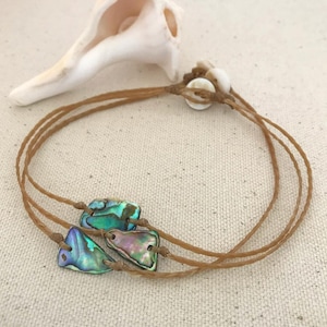 Braided Abalone Shell Bracelet, Paua Shell Beach Bracelet, Rustic Bracelet, Summer Boho Bracelet, Raw Natural Shell Bracelet, Waterproof