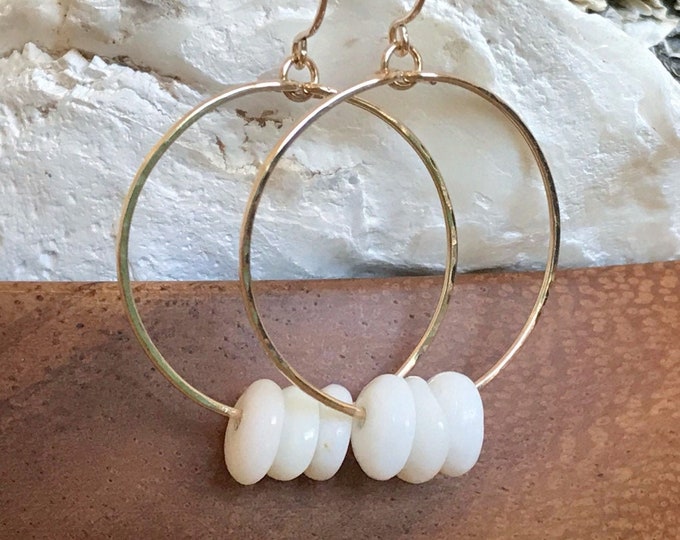 Puka Shell Hoop Earrings, Seashell Earrings