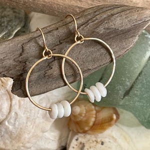 Puka Shell Hoop Earrings, Seashell Earrings