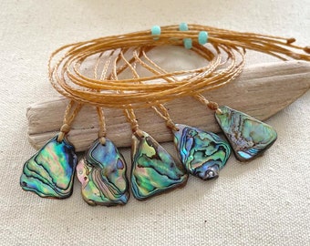 Abalone Shell Beach Necklace, Beachy Sea Shell Choker, Long Summer Boho Surfer Girl Necklace, Ocean Jewelry Women, Tropical, Beachy Gift