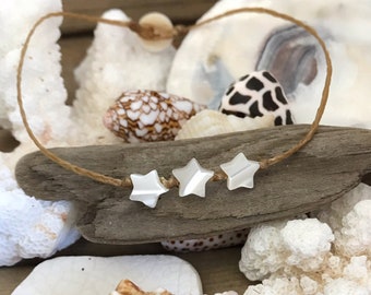 Braided Star Beach Anklet, Summer Boho Ankle Bracelet, Surfer Anklet for Women, Beach Jewelry, Teen Girl Jewelry, Celestial Star Jewelry