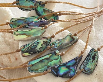 Braided Abalone Shell Necklace, Paua Shell Beach Choker, Seashell Beach Necklace, Summer Beach Jewelry, Ocean Jewelry for Women