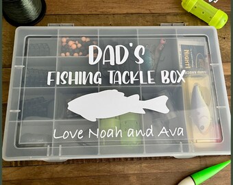 Personalised Fishing Tackle Box. Fathers Day Gift. Birthday Present for Dad. Fishing Gift Ideas. Dad/Daddy/Grandad. Personalised For Dad