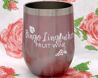 Bingo Lingfucker | Schitt’s isolerade tumbler, Moira Rose resemugg, Herb Ertlinger-skämt, rolig bäckpresent, tumbler med lock och sugrör