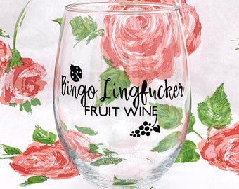Bingo Lingfucker | Schitt's Wine Glass, Moira Rose Quote, Funny Schitts Gift, Herb Ertlinger Glass, Moira Rose Fan Art, Schitts Bingo Creek