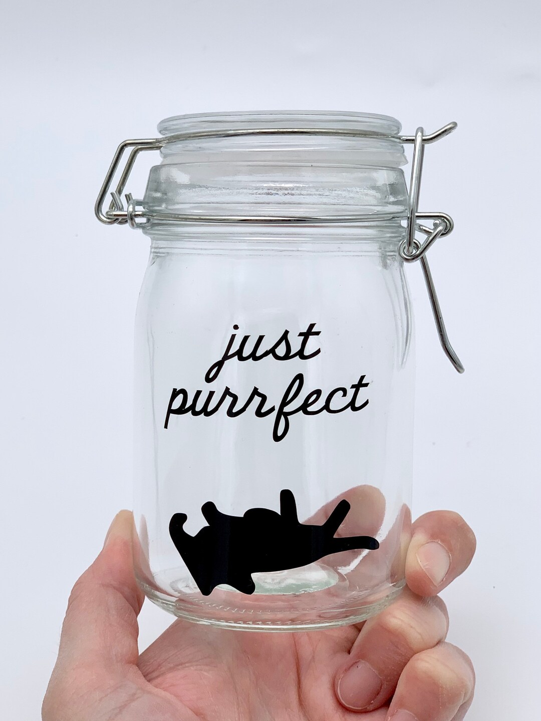 Just Purrfect Cat Stash Jar Glass Cat Jar 5.4 or 8.5 Oz Etsy