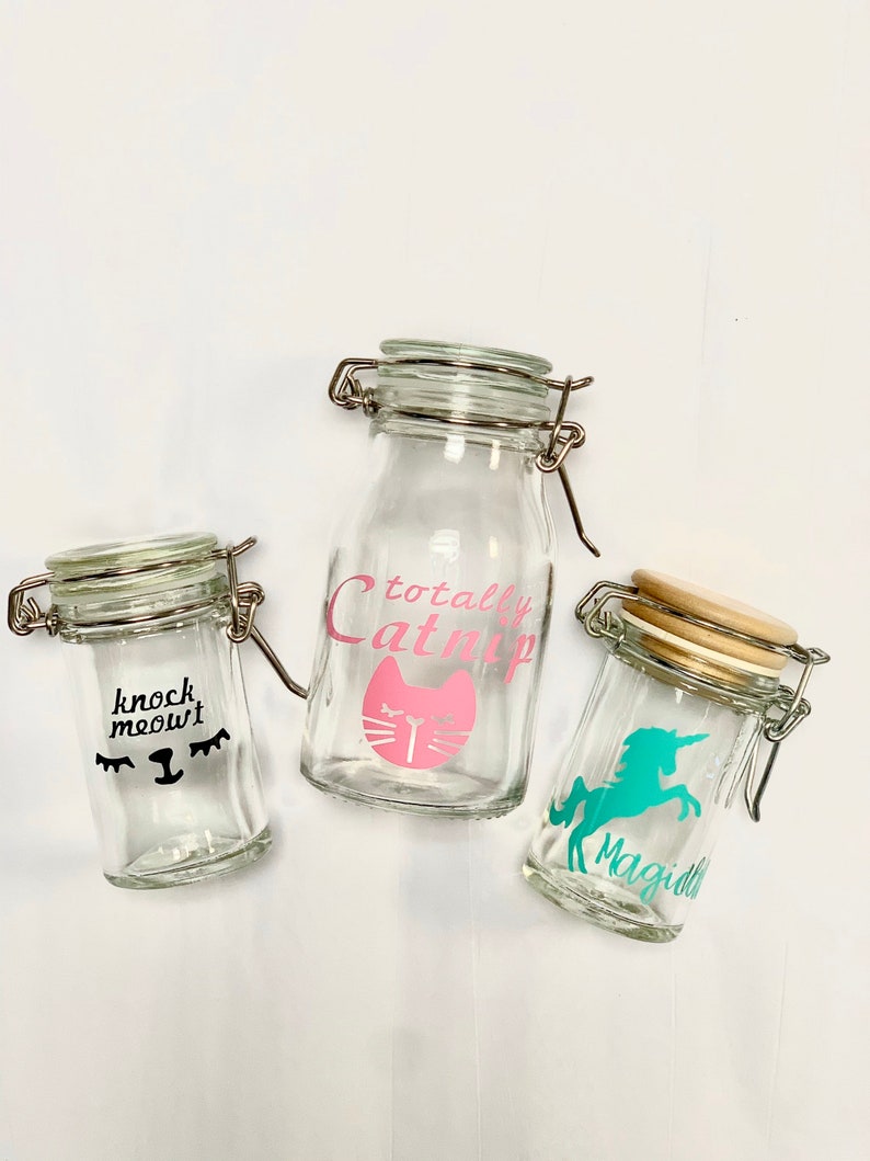 Totally Catnip Stash Jar Glass Cat Jar 5.4 or 8.5 Oz Etsy