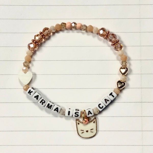 Karma | Karma Is A Queen, TS Eras Tour Friendship Bracelets, Midnights Album, Taylor Lyrics, Swiftie Gift, Karma is a Cat, Cat Charm, Crown