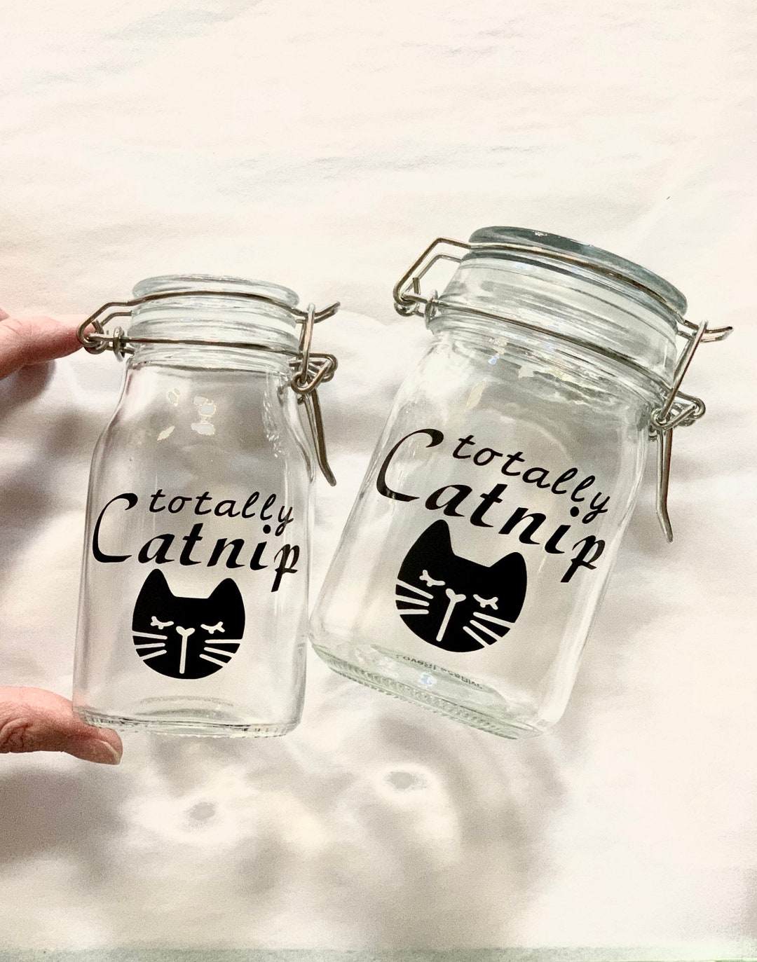 Totally Catnip Stash Jar Glass Cat Jar, 5.4 or 8.5 Oz Storage Jar, Weed