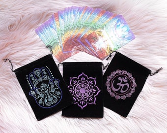 Embroidered Tarot, Oracle Card Pouches, 5”x6”, Oracle Cards, Tarot Cards, Spiritual Card Deck, Meditation Cards, Manifestation Cards