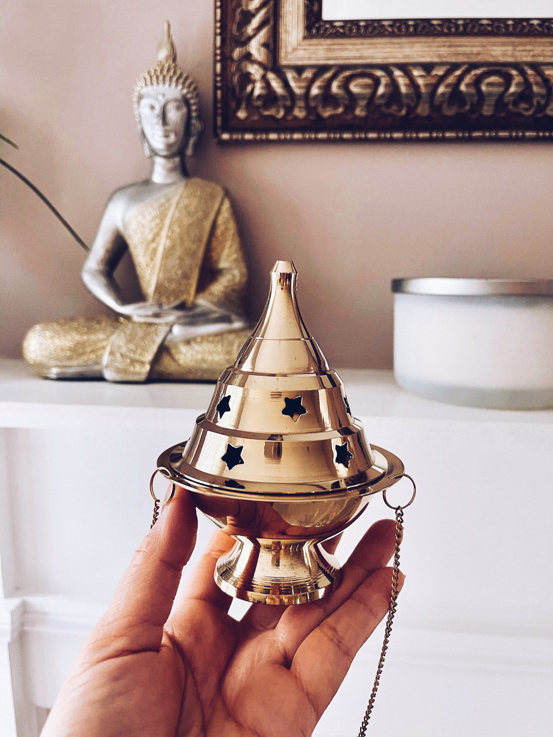 Golden Brass Charcoal Incense Burner Hanging, For Puja At Rs 220/piece