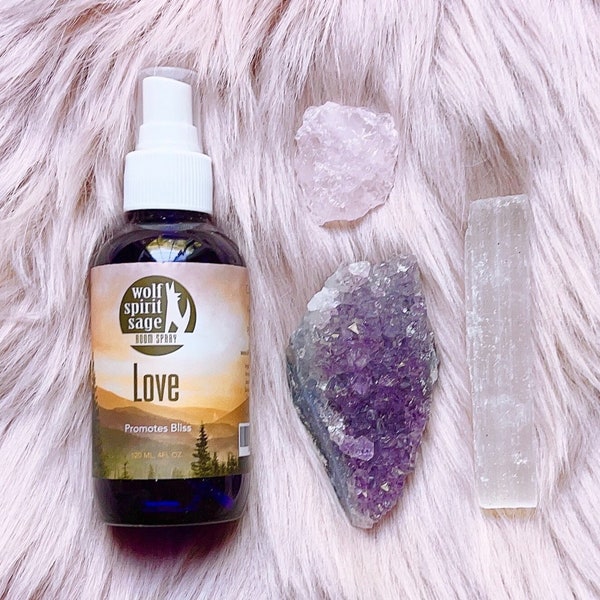 Love Passion Crystal Kit, Love Room Spray, Selenite, Rose Quartz, Amethyst Cluster, Chakra Healing, Energy Protection, Spiritual Gift Set