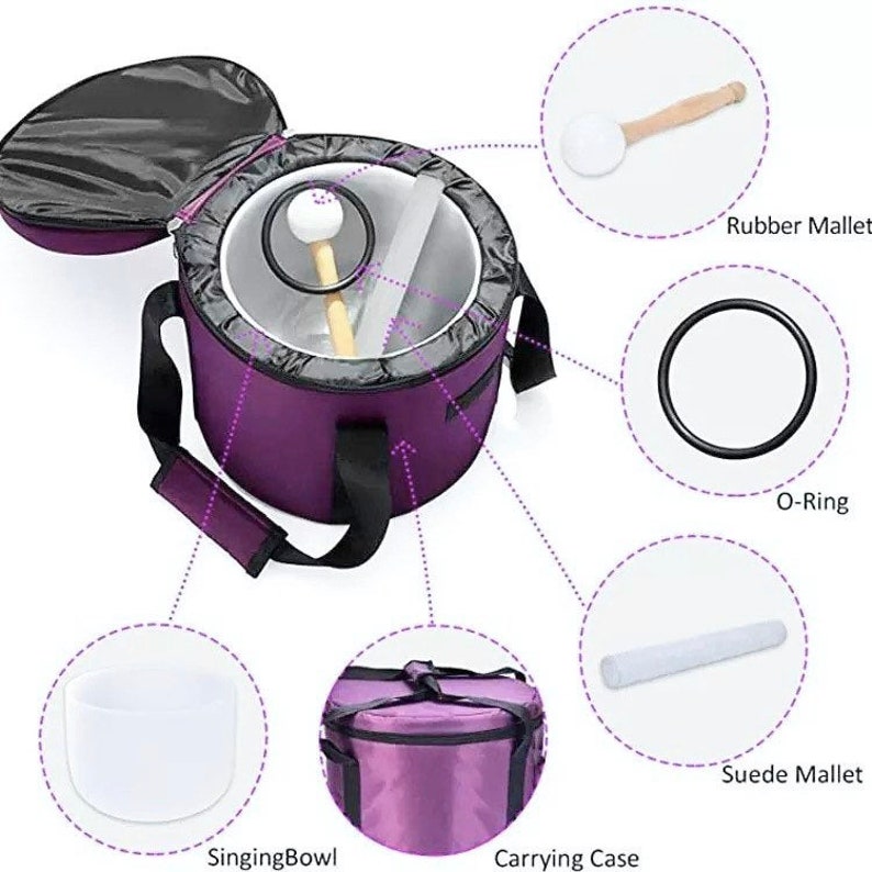 Crystal Quartz Singing Bowl Set W/bag Suede Mallet Rubber Etsy