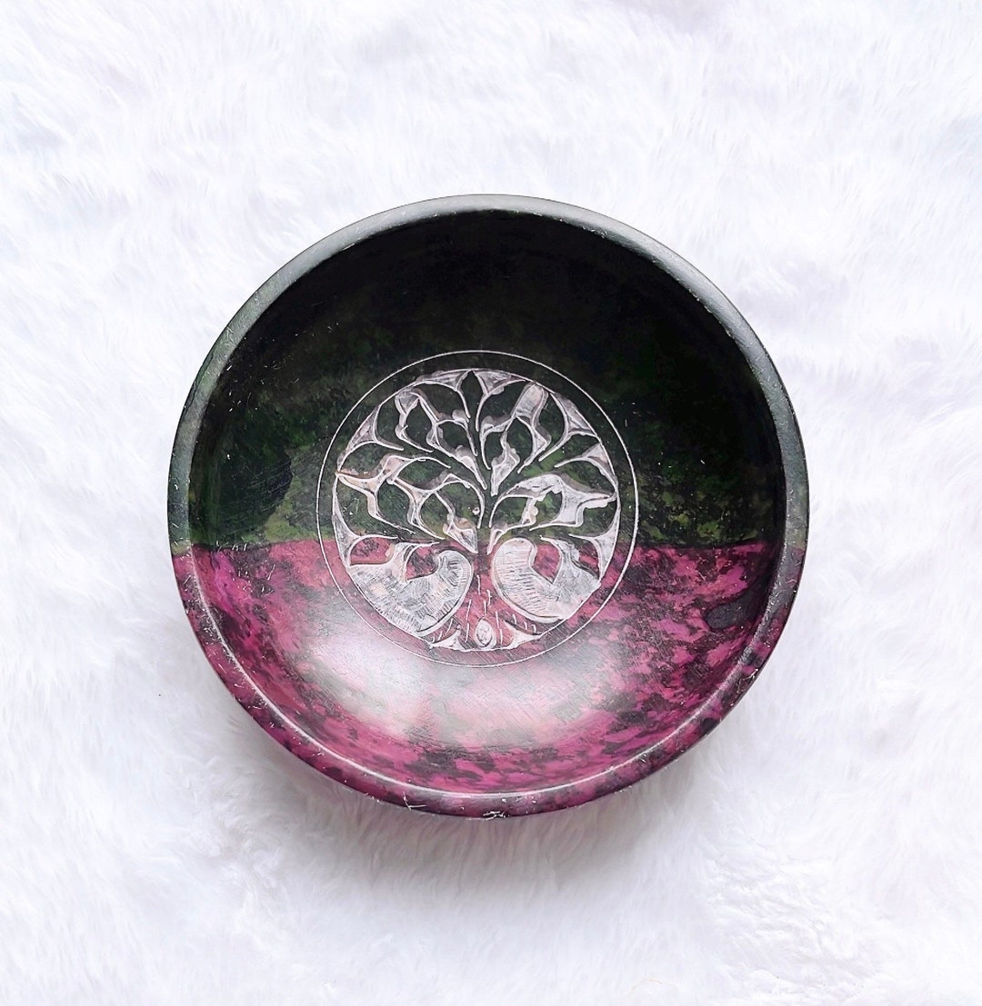 Soapstone Tree of Life Smudge, Offering Bowl, Purification Ritual, Smudge Ritual, Energy