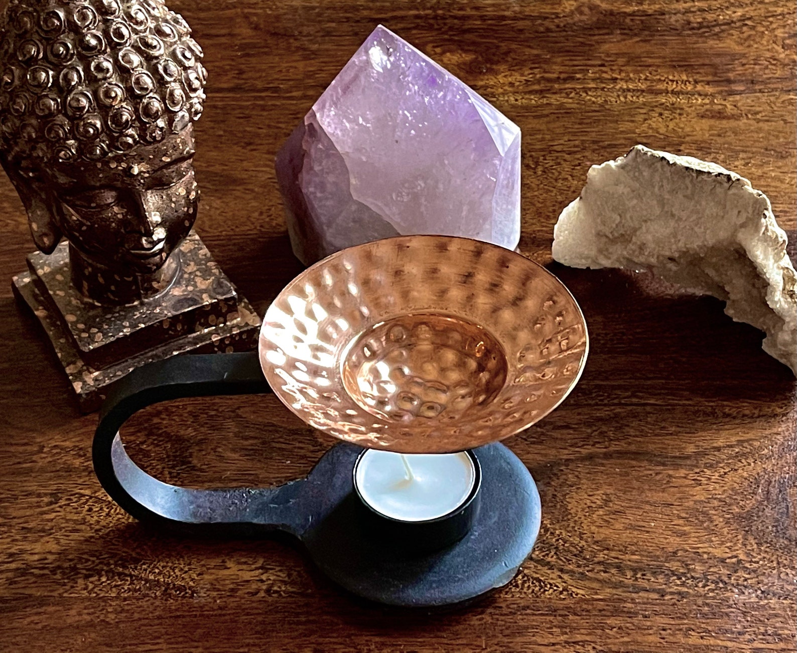 Iron/copper Aroma Oil Lamp/oil Burner. Complementary Resin Etsy