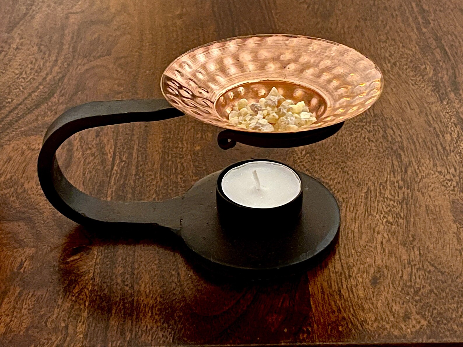 Iron/copper Aroma Oil Lamp/oil Burner. Complementary Resin Etsy