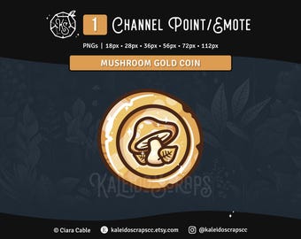 Gold Mushroom Coin Twitch Channel Point | Cottagecore Nature Streaming Asset