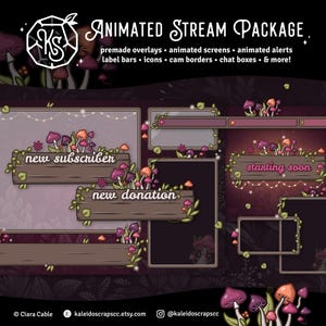 Sunset Woodland Mushroom Twitch Overlay | Animated Cozy Lofi Stream Pack