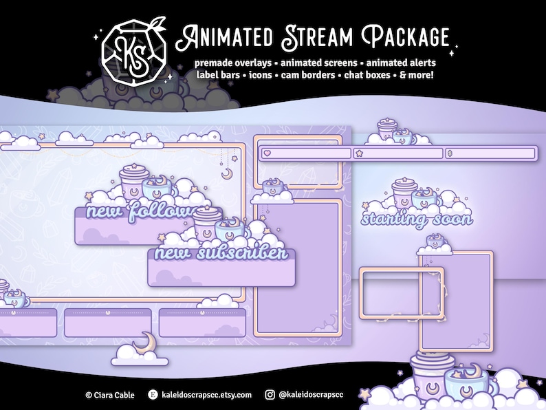 Cottagecore Coffee Twitch Overlay | Pastel Animated Cozy Lofi Stream ...