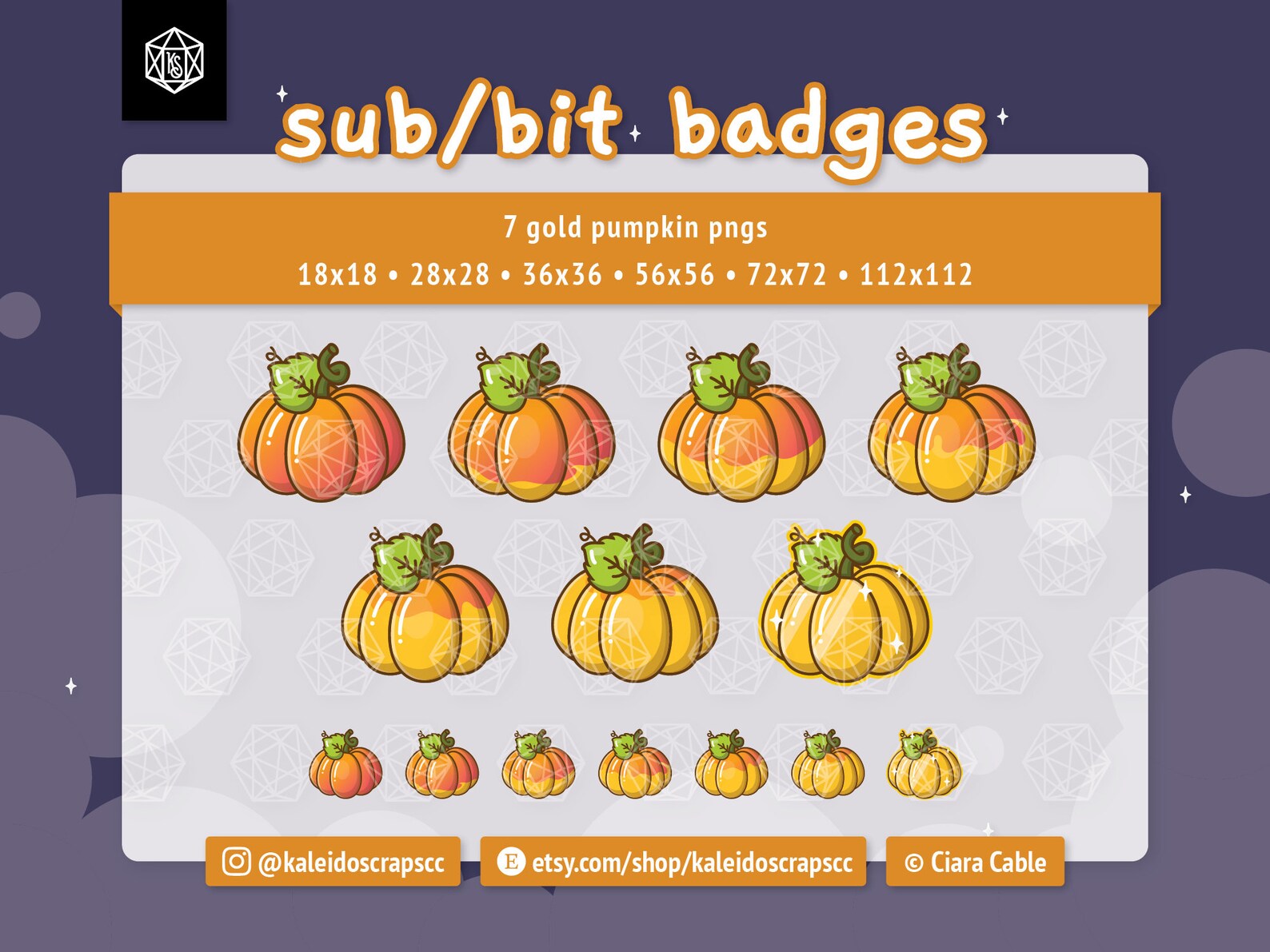Pumpkin Twitch Sub Badges Tiered Cute Kawaii Spooky Creepy - Etsy