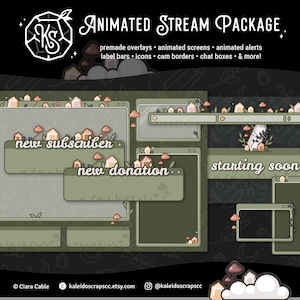 Twitch Overlay: Sage Cottagecore Crystal | Animated Cozy Lofi Stream Pack