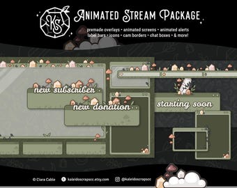 Twitch Overlay: Sage Cottagecore Crystal | Animated Cozy Lofi Stream Pack