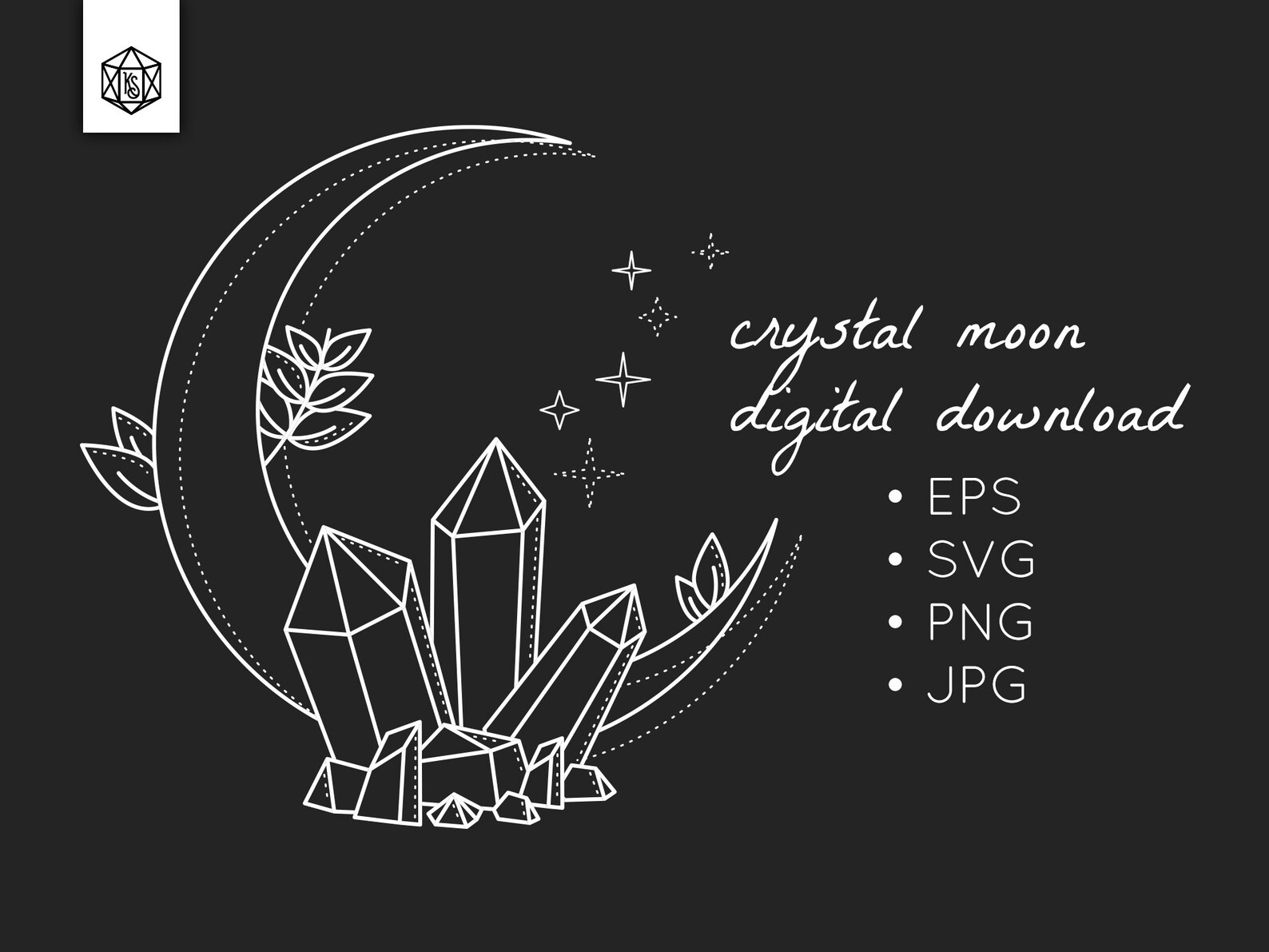 Crystal Moon Clipart for Cricut Svg Eps Png Jpg Witchy Hand Etsy