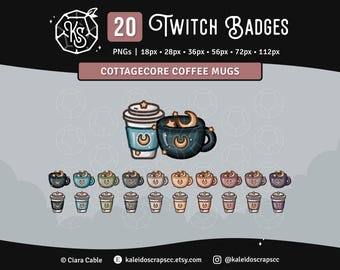 Twitch Sub Badges: Cottagecore Coffee Mugs