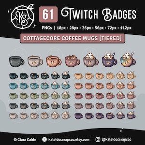 Cottagecore Coffee Mug Twitch Badges | Lofi Cafe Bit Badges | Set of 61