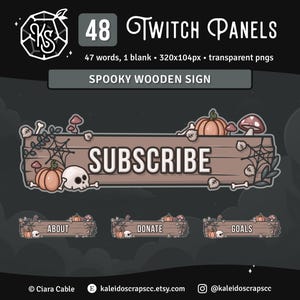 不気味なコテージコアTwitchパネル | ハロウィンパンプキンスカルストリーマーパネル | サンセリフフォント