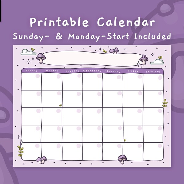 Printable Calendar - Etsy