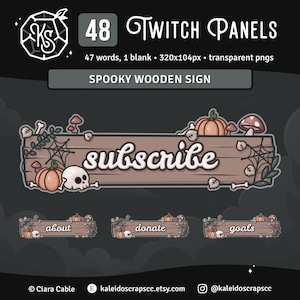 不気味なコテージコアTwitchパネル | ハロウィンパンプキンスカルストリーマーパネル | スクリプトフォント