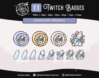 Odznaki Crystal Twitch Sub | Odznaki Iridescent Cottagecore Witchy Pastel Celestial Bits