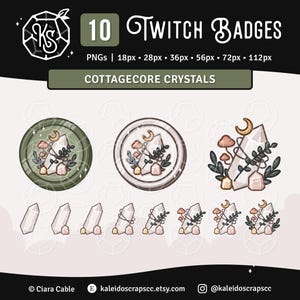 Twitch Sub Badges: Cottagecore Kristalle | Witchy Sage Celestial Bit Anstecker | 10er Set