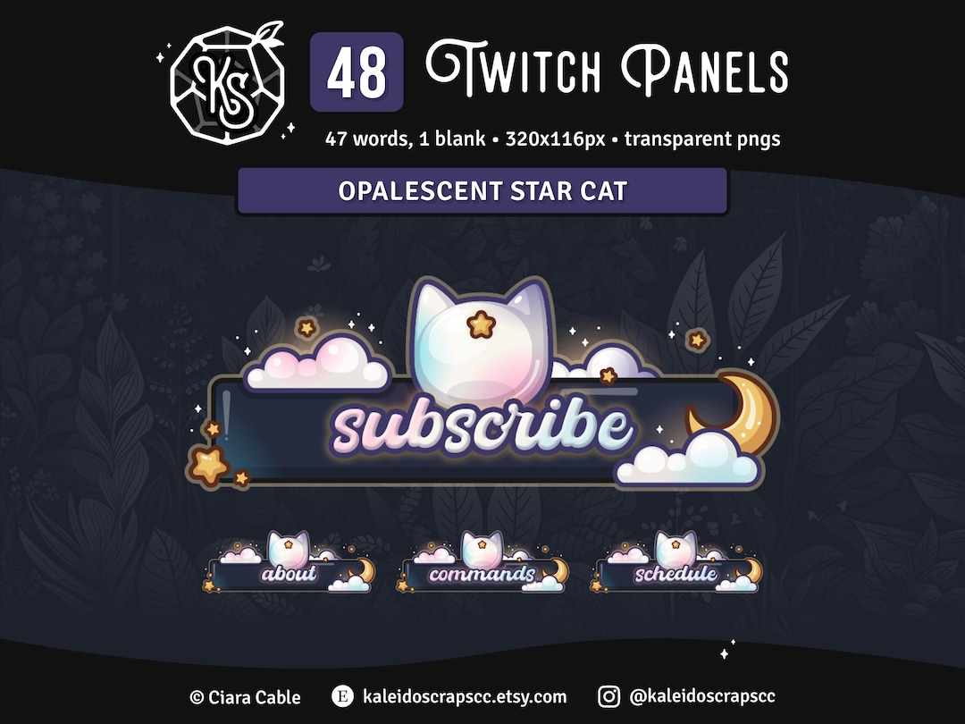 Star Cat Twitch Panels | Opalescent Rainbow Celestial Moon & Stars ...