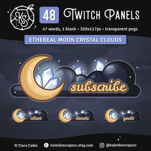 Ethereal Moon Cloud Crystal Twitch Panels | Witchy Lofi Streamer Panels | 6 Custom Words