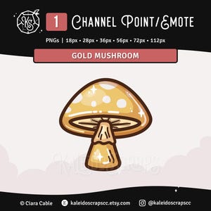 Canal de Twitch de Cogumelo Dourado Ponto / Emote | Cute Cottagecore Nature Twitch Asset