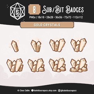 Twitch Sub Badges: Gold Crystals | Witchy Gem Bit Badges