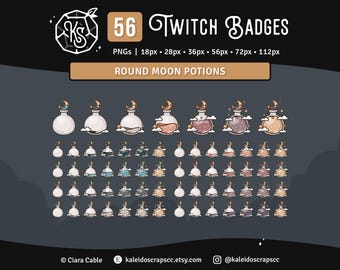 Moon Potion Twitch Sub Badges | Cottagecore Celestial Witchy Bit Badges, Channel Points, or Emotes