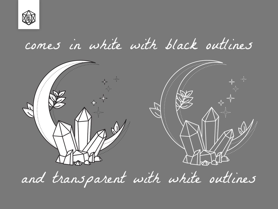 Crystal Moon Clipart for Cricut Svg Eps Png Jpg Witchy Hand Etsy