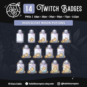 Moon Potion Twitch Sub Abzeichen | Schillernde himmlische Regenbogen-Bits-Abzeichen