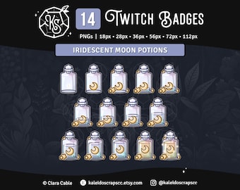 Distintivi Twitch Sub Pozione Lunare / Distintivi Iridescenti Celesti Arcobaleno