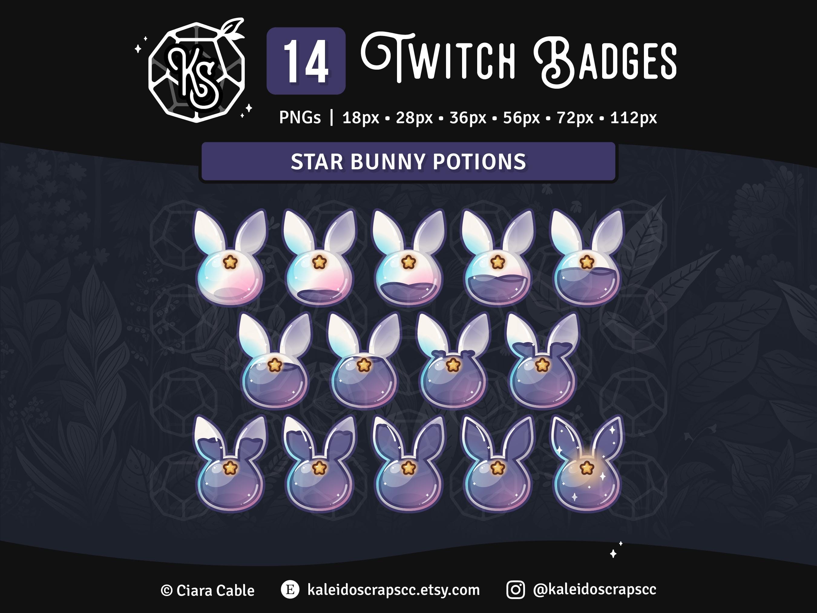 Steam Rabbit Badges Star Bunny Twitch Sub Badges | Opalescent Rabbit Bits Badges - Etsy