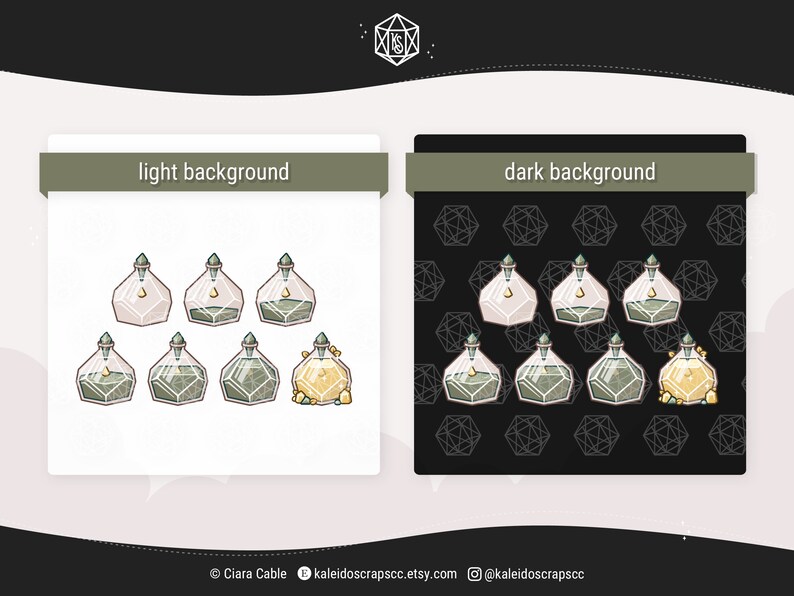 Sage Green Potion Bottle Twitch Sub Badges Witchy Nature Bit Badges Set