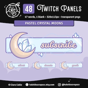 Pastel Crystal Moon Twitch Panels | Celestial Lofi Streamer Panels | 6 Custom Words