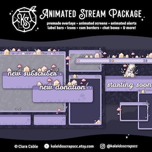 Twitch Overlay: Lavender Crystals | Cottagecore Animated Cozy Lofi Stream Pack
