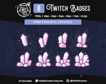 Crystal Twitch Sub Badges | Pink Ethereal Witchy Bit Badges, Channel Points, or Emotes