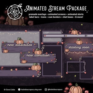 Cottagecore Autumn Pumpkin Twitch Overlay | Animated Cozy Lofi Stream Pack