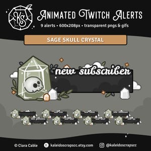 Twitch Alerts: Sage Skull Crystals | Animated Spooky Streamer Graphics